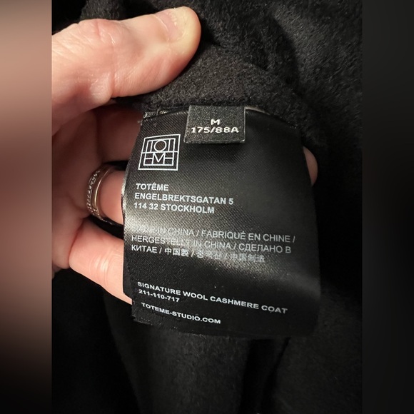 New Toteme Signature Wool Cashmere Coat In Black Size Medium - Picture 12 of 14